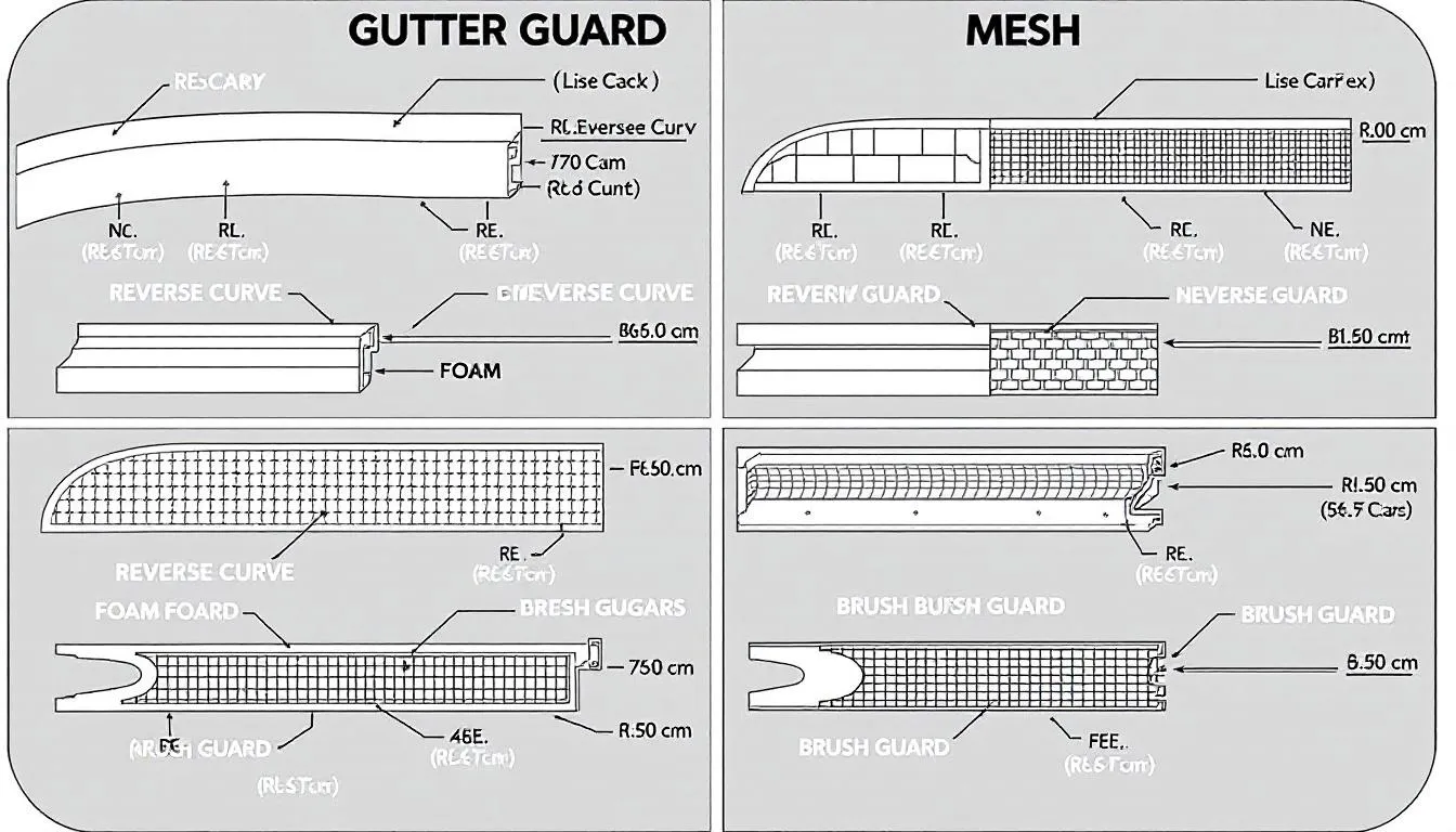 Different types of gutter guards displayed together.