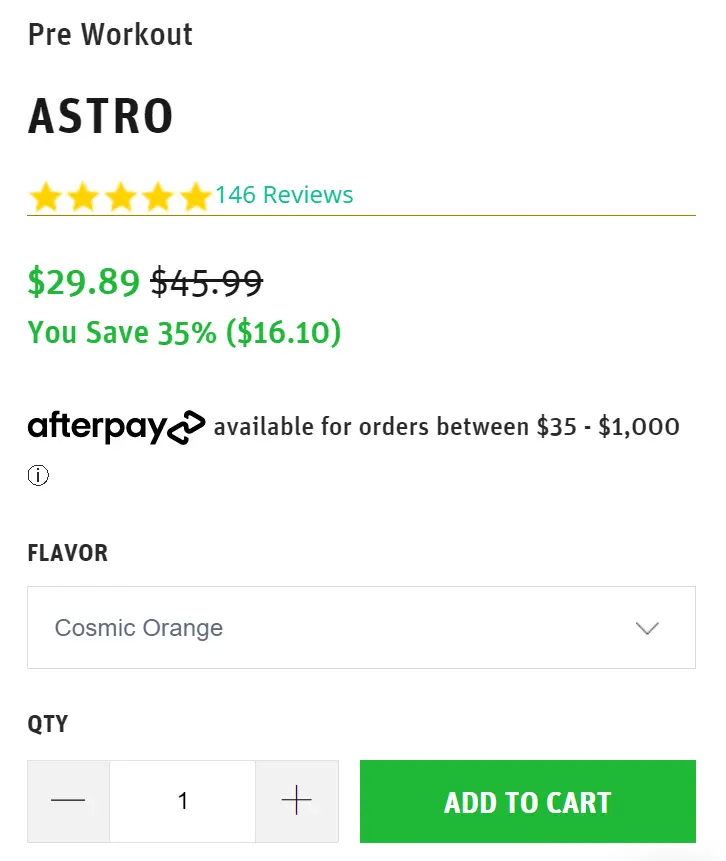 Forge Astro Pre Workout PRICING