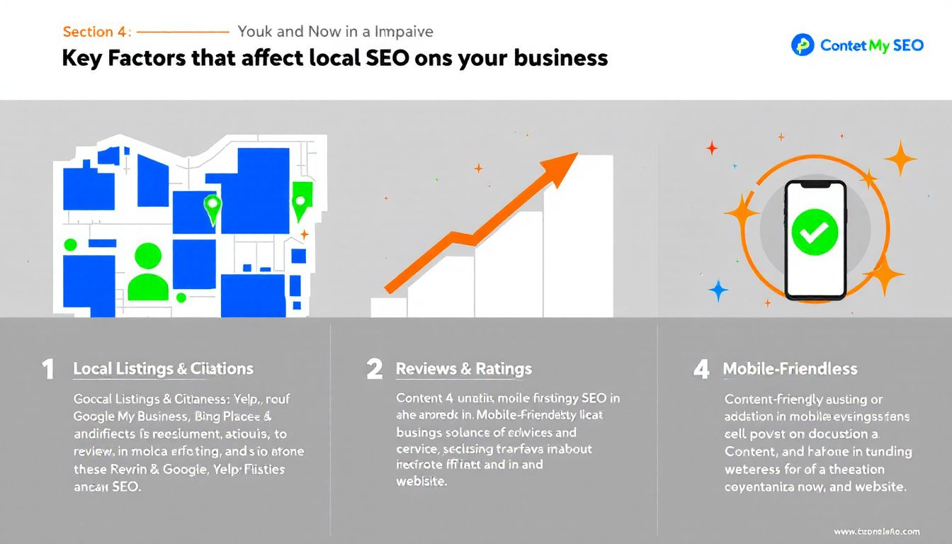 Factores clave que afectan el posicionamiento SEO local de un negocio.