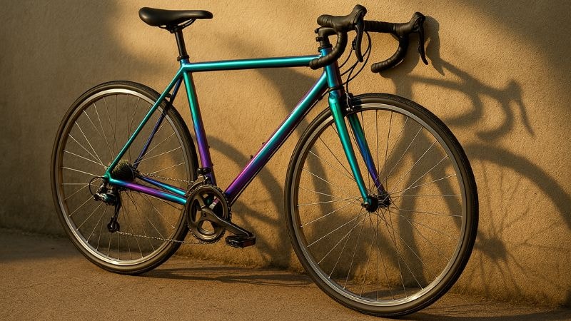 Bicycle wrapped in a color shifting vinyl wrap