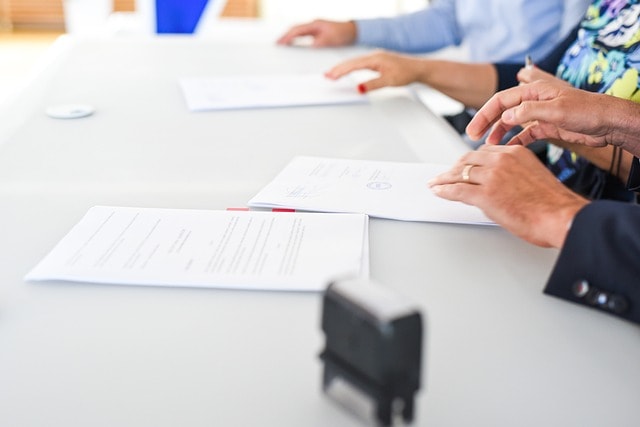 agreement, contract signing, table