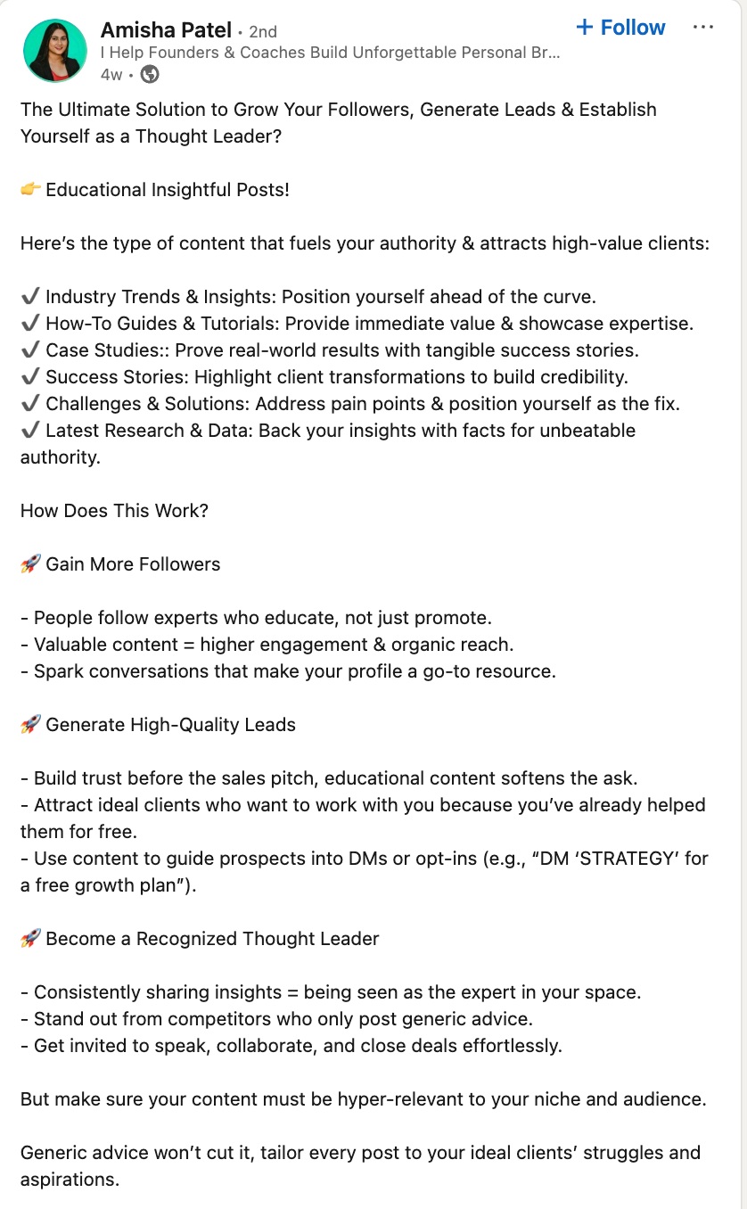 Content types for building industry expertise on LinkedIn