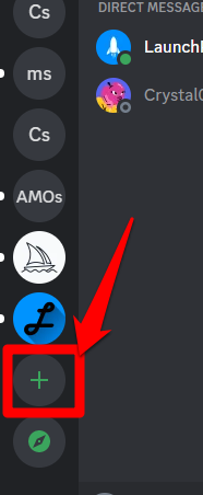 Plus sign to help you create a Discord server