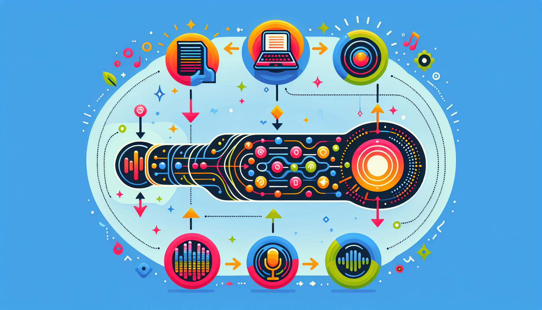 An infographic detailing the process of how a text to speech API works, including input text and generated speech.