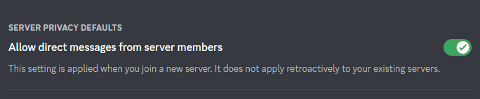 Closeup image showing how to block direct messages on Discord