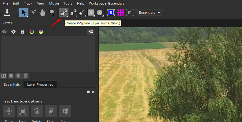 The X-Spline Layer Tool in Mocha Pro