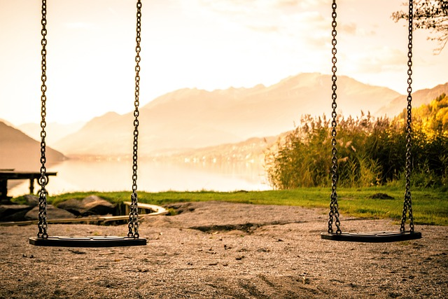 swing, playground, outdoors