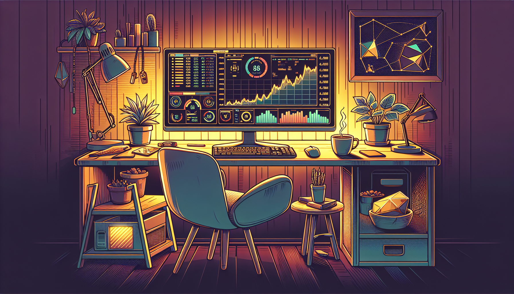 An illustration of a computer setup for mining software configuration.