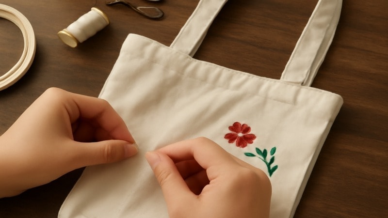 repairing tote bag