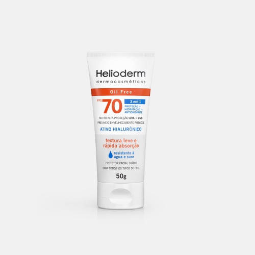 Protetor solar facial sem cor da Helioderm. Fonte da imagem: site oficial da marca. 
