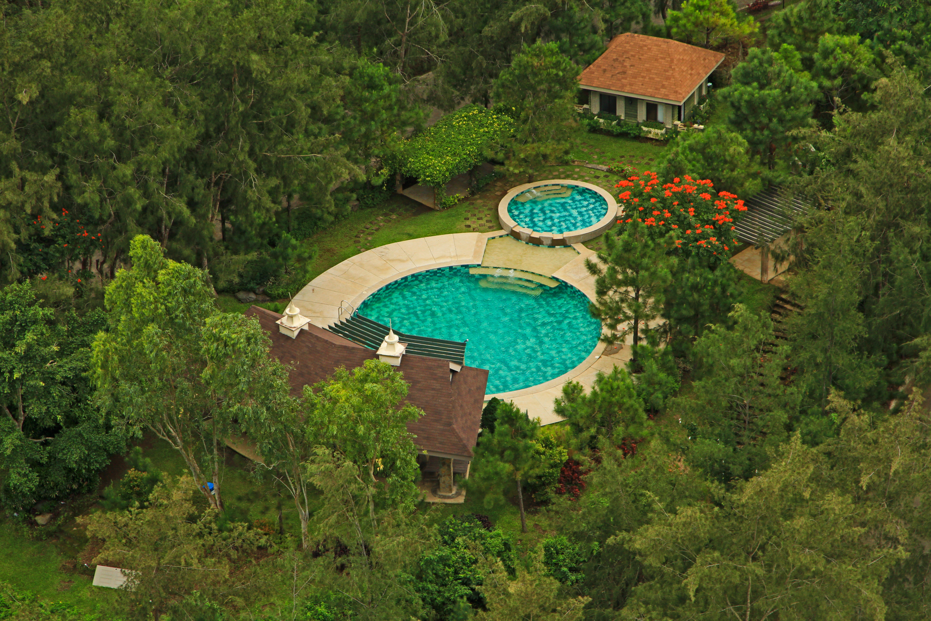Areal shot of swimming pool within Crosswinds | one bedroom prime luxury condo in tagaytay
