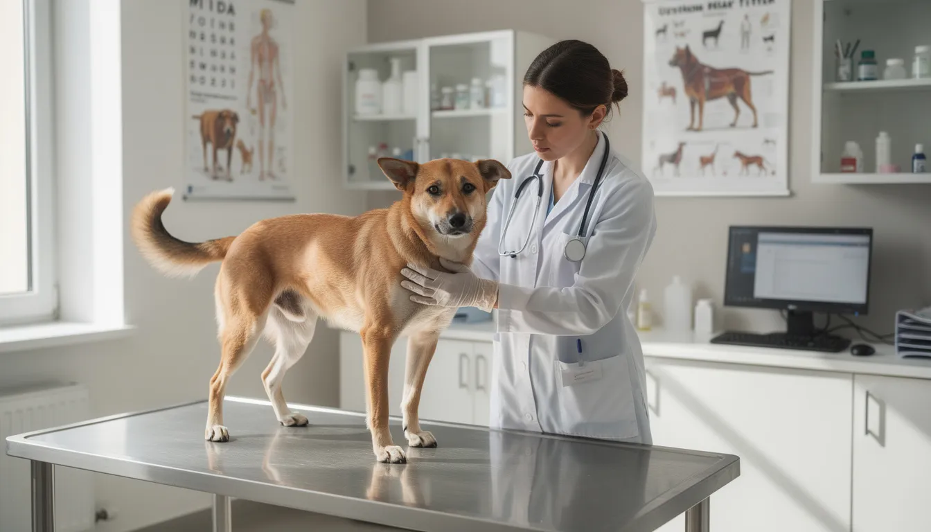 W gabinecie weterynaryjnym pies jest badany przez lekarza weterynarii, który sprawdza objawy związane z biegunką, takie jak bóle brzucha czy brak apetytu. W trakcie wizyty mogą być omawiane przyczyny biegunki, w tym alergie pokarmowe i choroby układu pokarmowego.