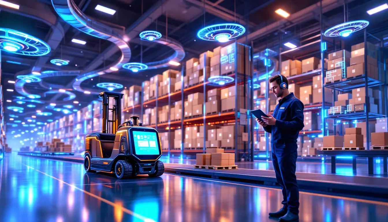 The integration of technology in warehouse operations through automated systems.