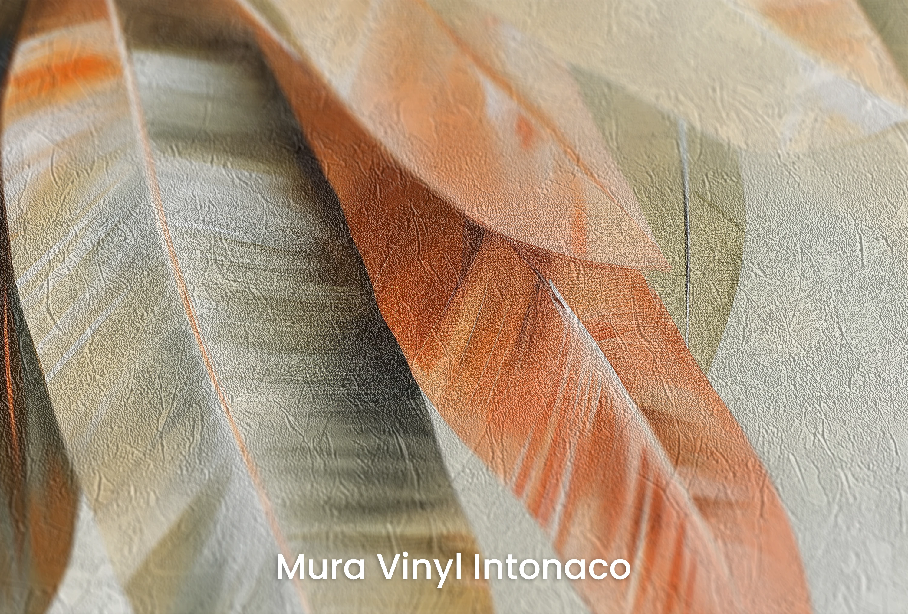 Vergrößerung des Musters „Copper Elegance“, gedruckt auf einem Untergrund mit der Struktur aus geriebenem Putz „Mura Vinyl Intonaco“