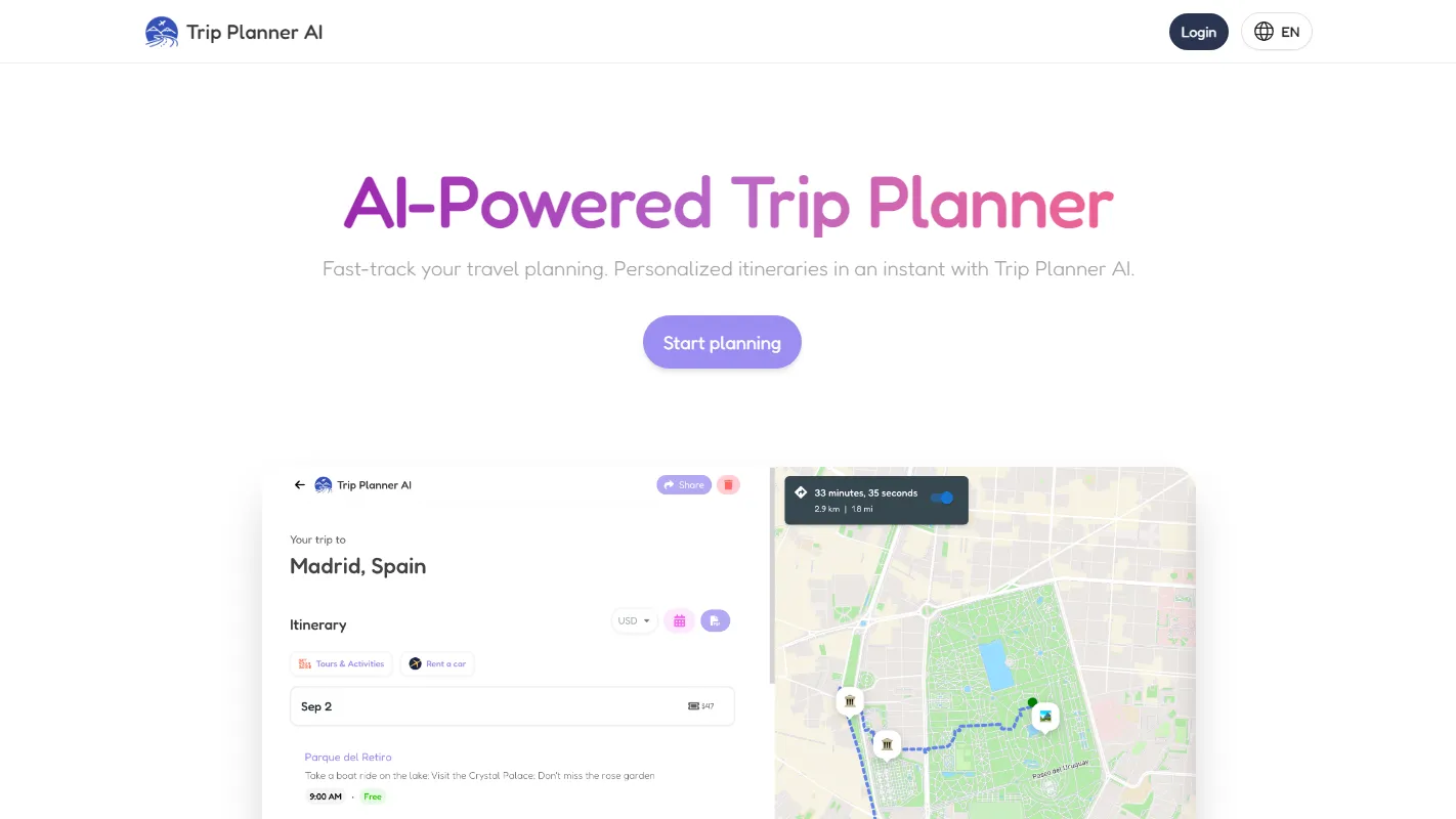 travel planning ai website