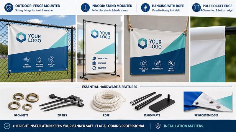 Vinyl banner installation methods and hardware guide