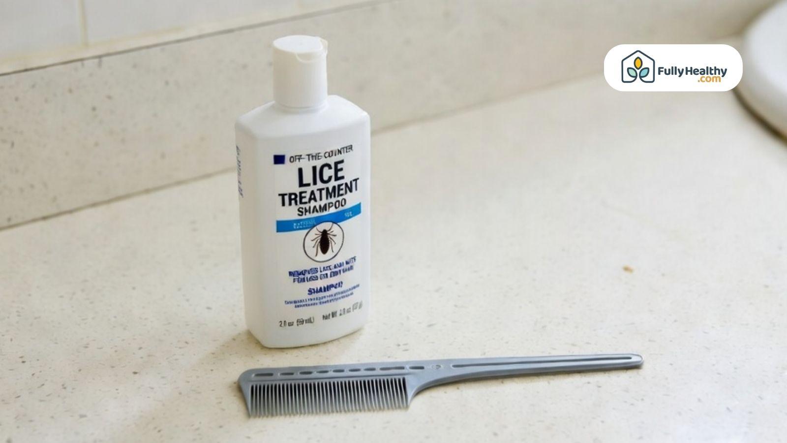 Over the counter lice treatment shampoo with fine tooth comb.