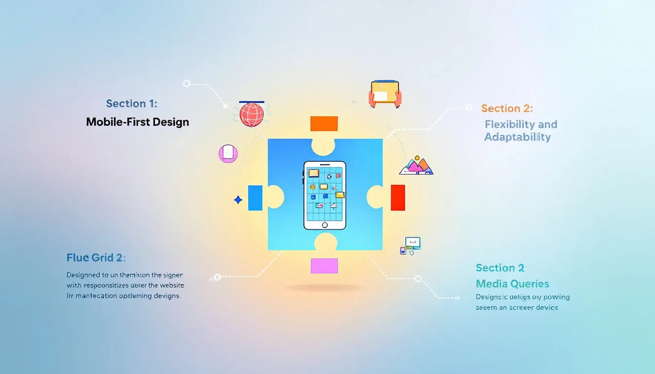 A design layout showcasing responsive design principles for websites.