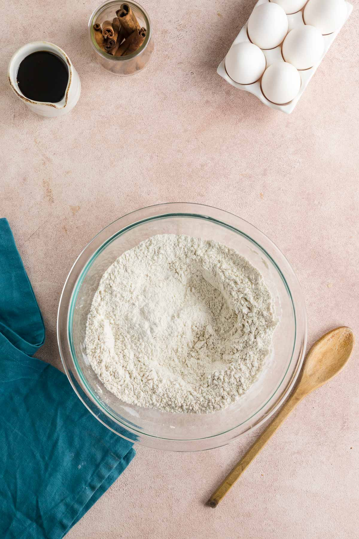 dry ingredients for molasses cookies mixed together in bowl