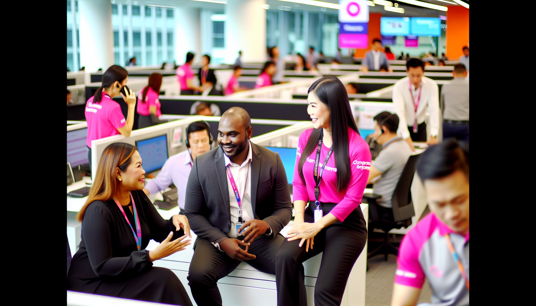T-Mobile employees collaborating in the workplace