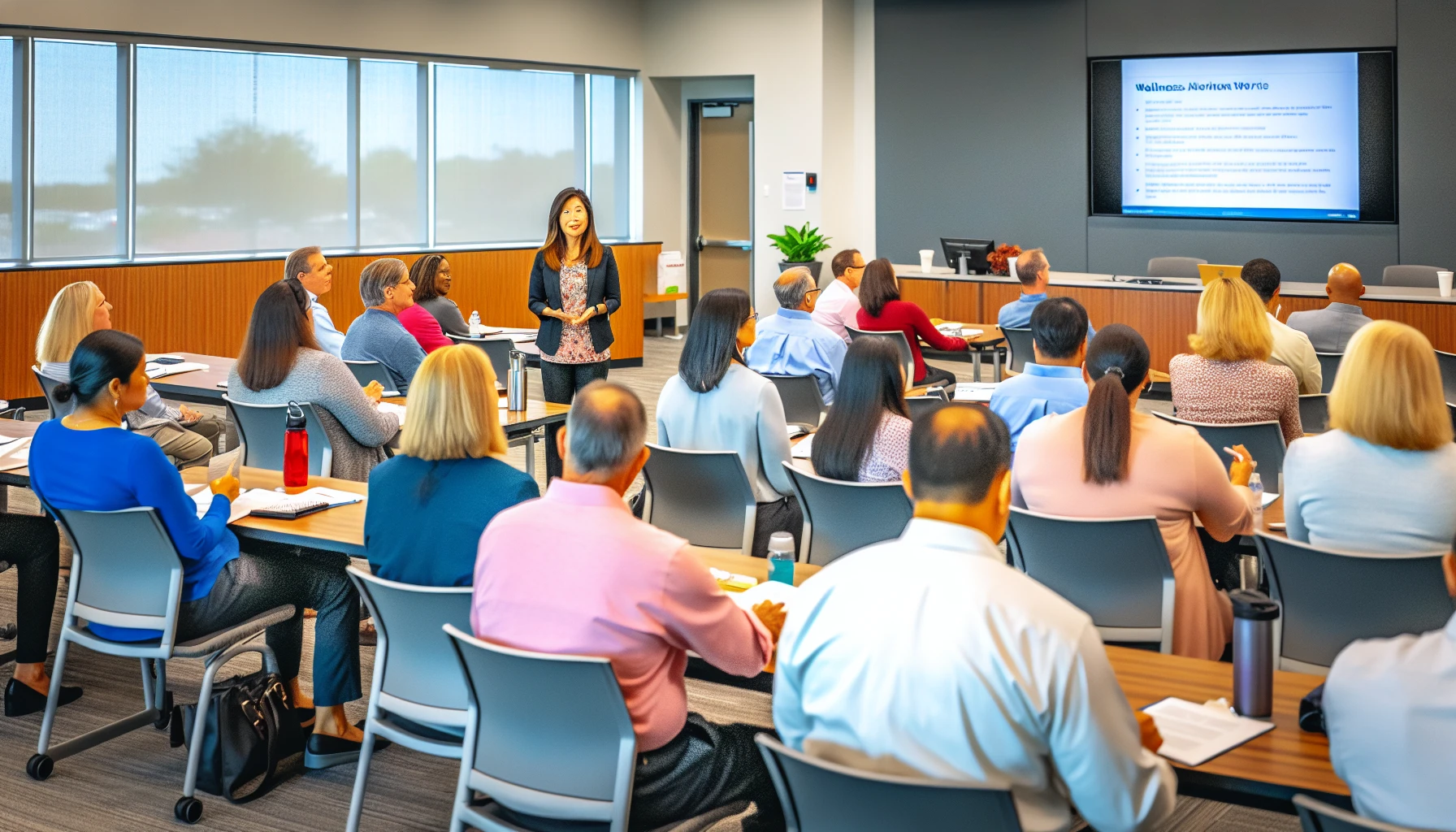 Employees participating in a wellness workshop for work-life balance in Albany, GA