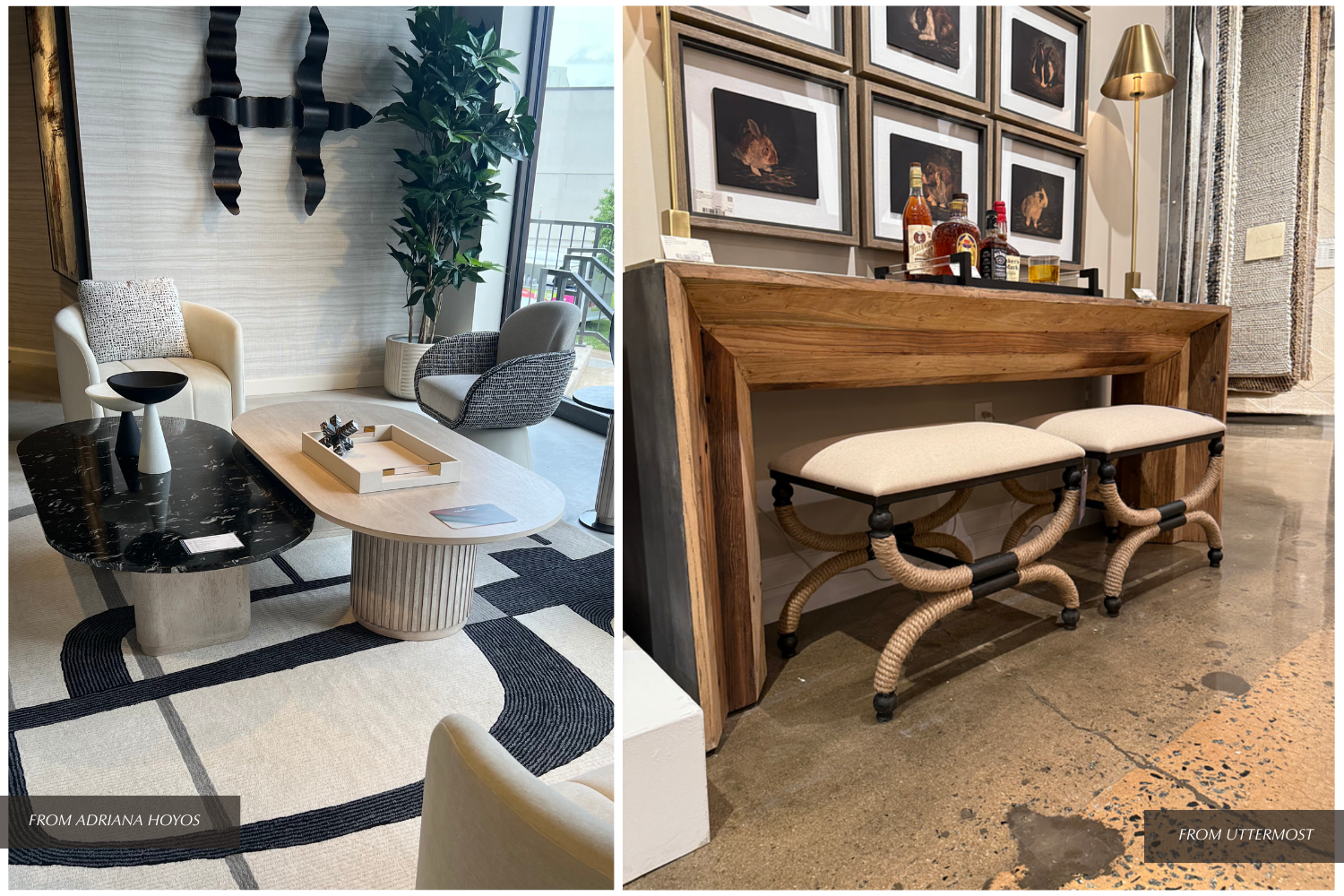(organic materials, too, with natural stone) Shannon liked the details on these little stools.