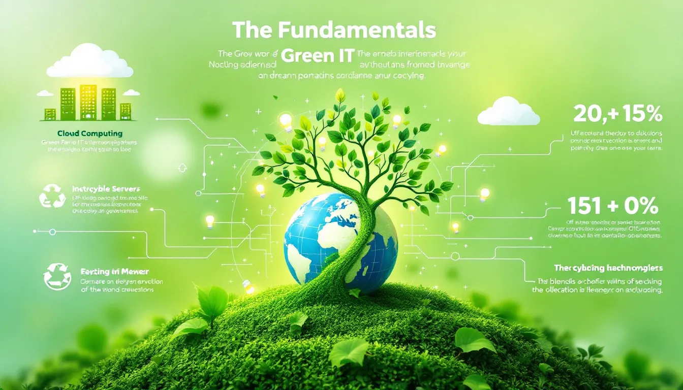 Ein Diagramm, das die Grundlagen von Green IT und deren Bedeutung zeigt.