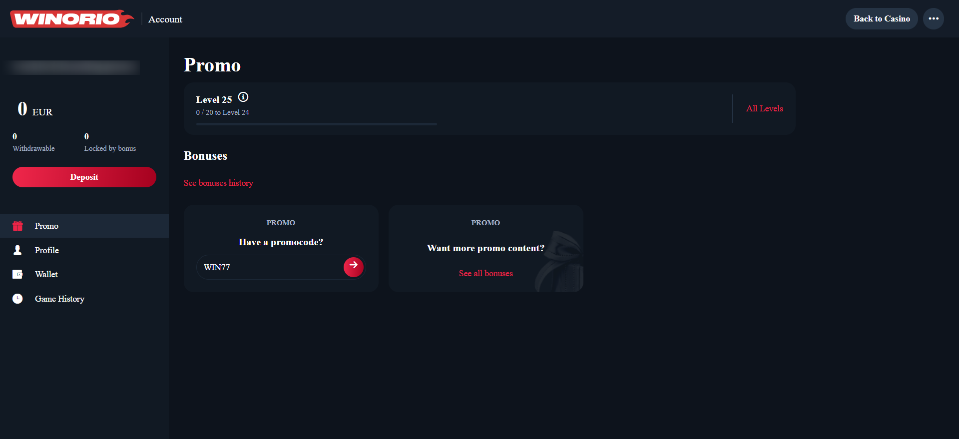 Winorio bonus dashboard
