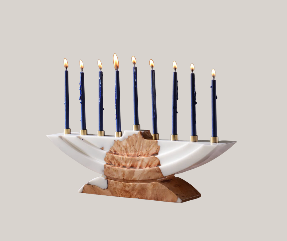Zavissen's Live Edge Menorah with Center Shamash