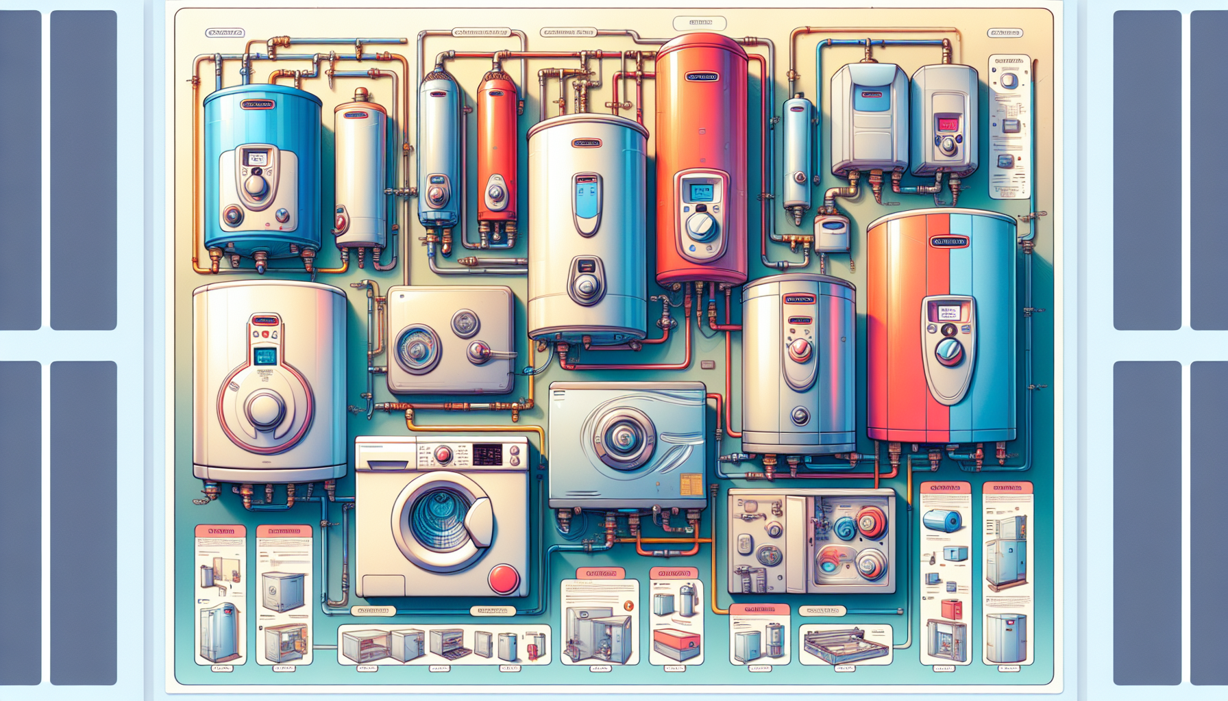 Illustration of different types of instantaneous hot water systems available.