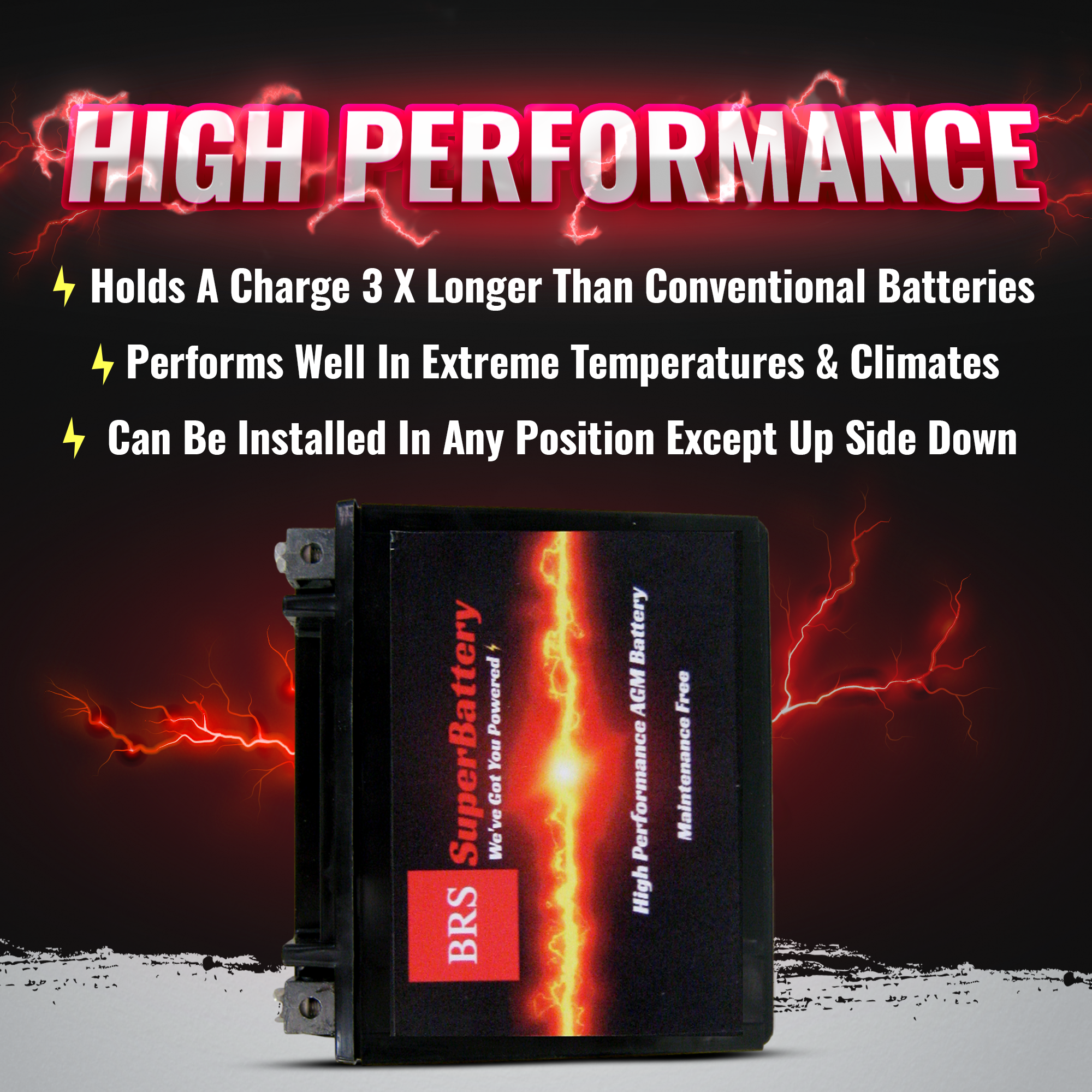 BRS Super Battery Best AGM Motorcycle Battery 12v Super Charged High Performance