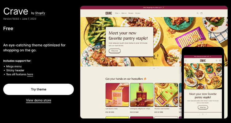 free shopify themes - crave 