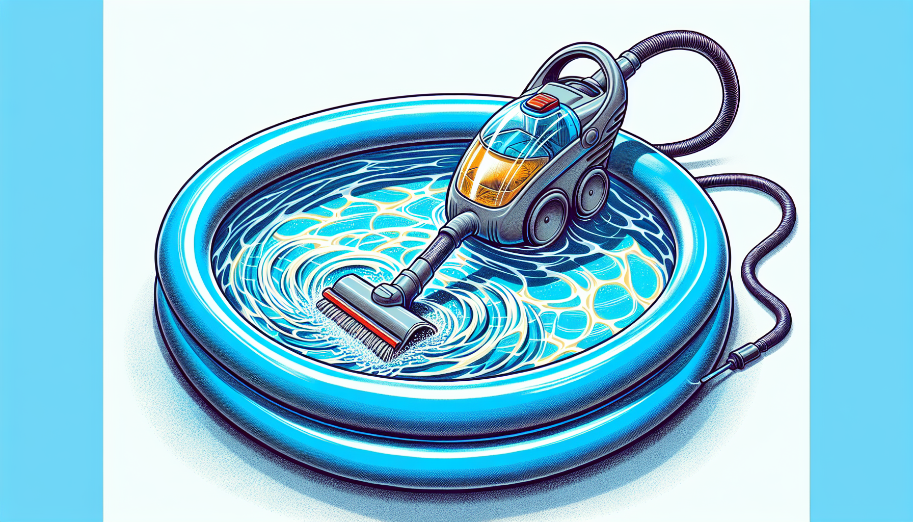 Illustration of a small pool vacuum in use