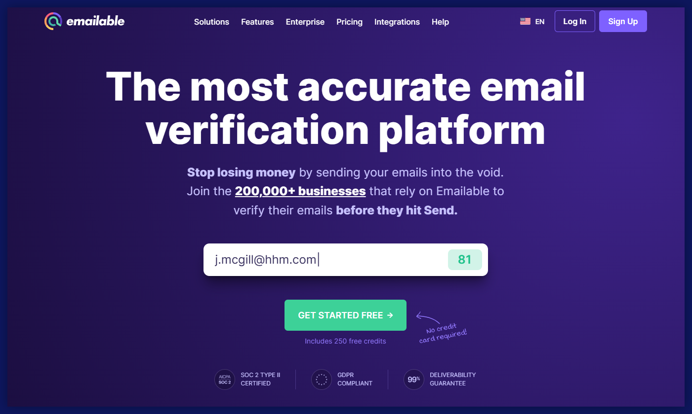 Emailable online service for improving email marketing.