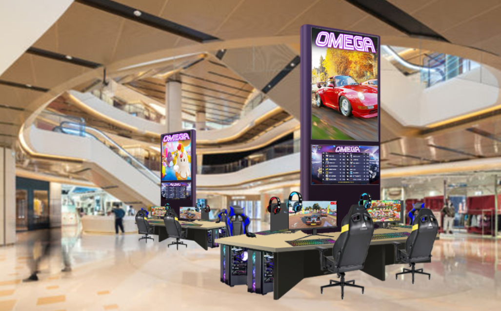 Mock up of OMEGA as an e-sports attraction that can be added to an existing business revenue