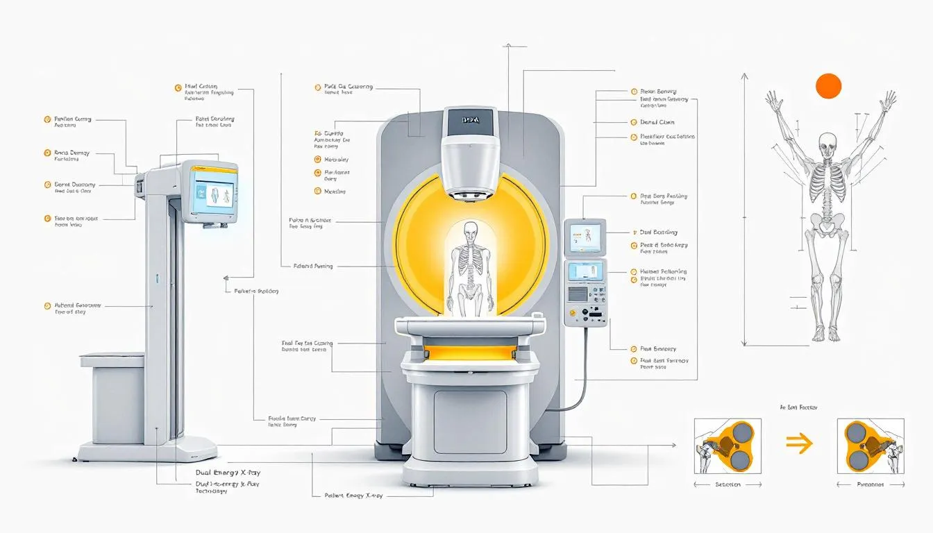 An illustration of a DEXA scan machine used for bone density testing.