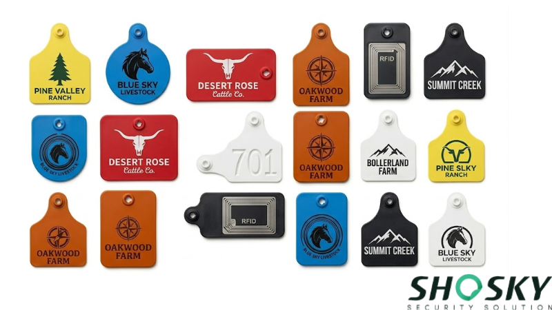 cattle tags with custom farm logos & ownership information