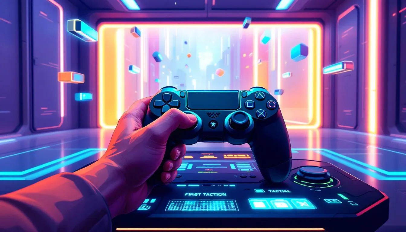 An illustration of a player using a precision aimbot in a tactical gaming environment.