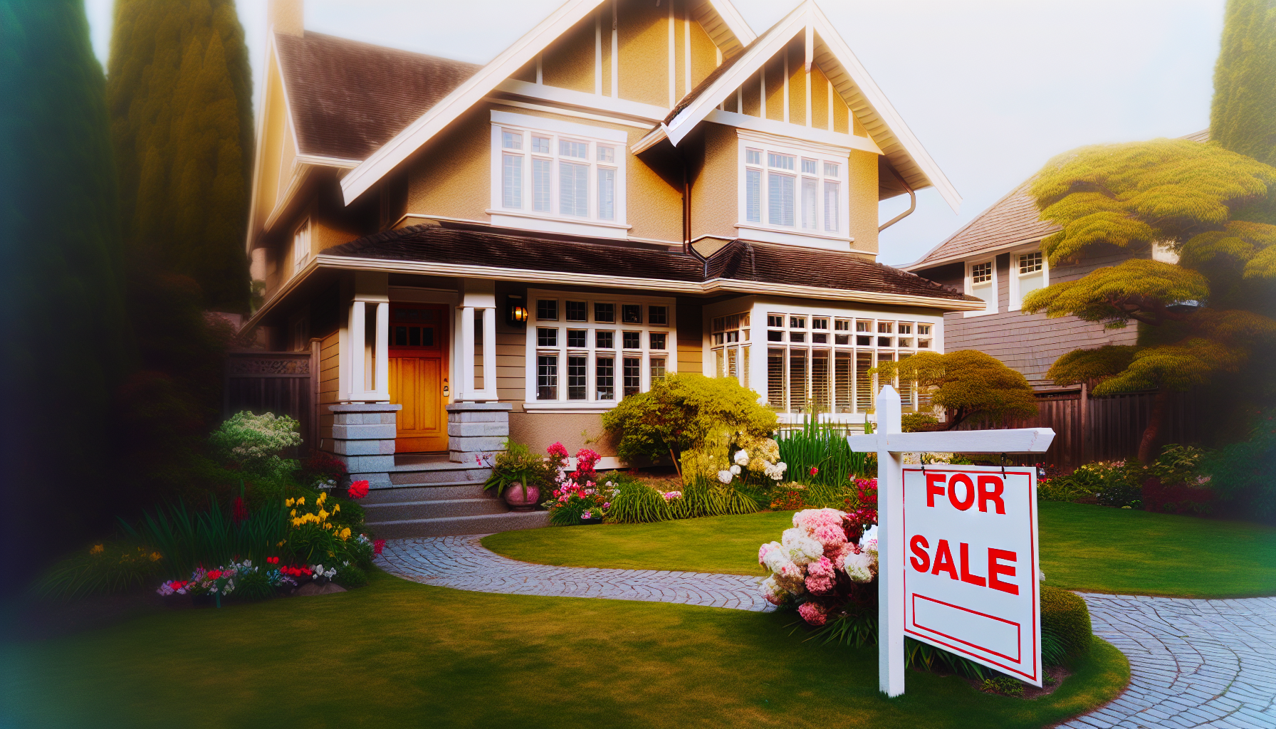 Image of a house with a 'For Sale' sign to attract potential buyers interested in assumable mortgages