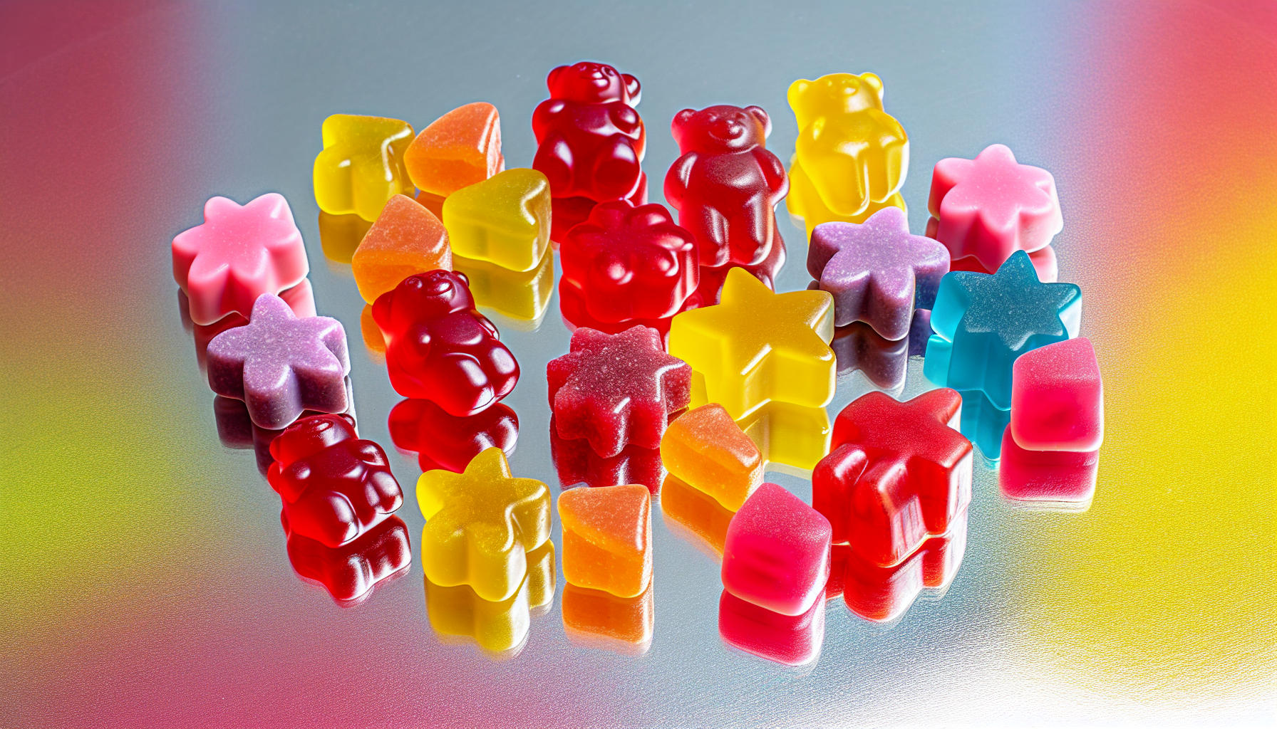 Assortment of colorful Delta 8 gummies