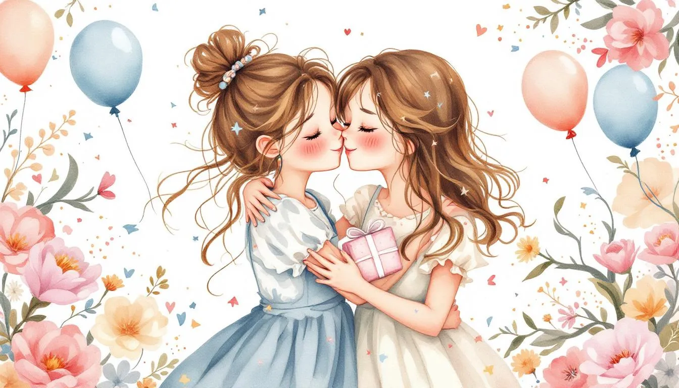 Printable birthday cards for sisters with vibrant designs.