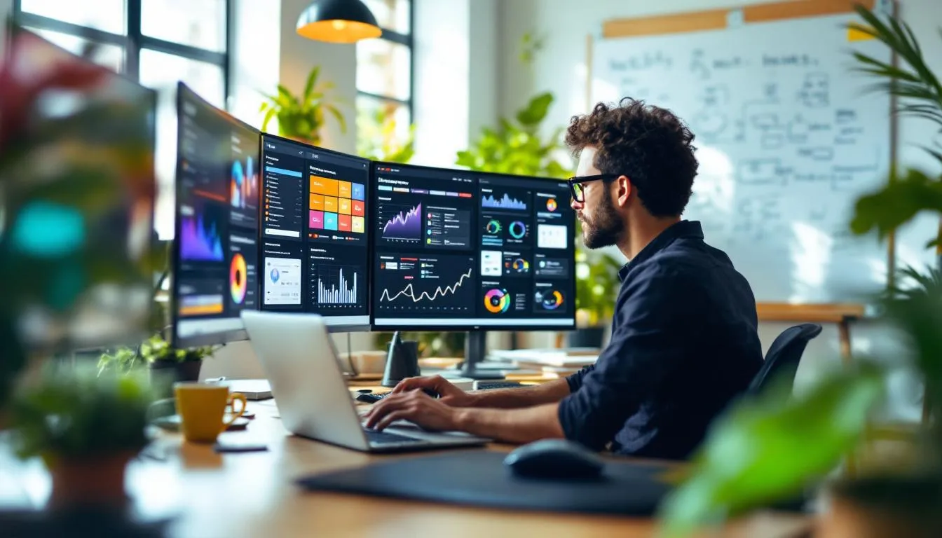 The image illustrates a diverse group of individuals engaged in a workshop focused on mastering digital marketing tools and strategies. They are collaborating on various digital marketing campaigns, utilizing analytics tools, and discussing social media marketing techniques to drive business growth and enhance their digital marketing skills.