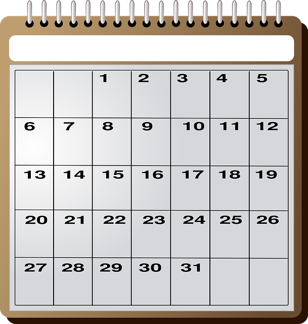 A calendar showcasing class schedules.