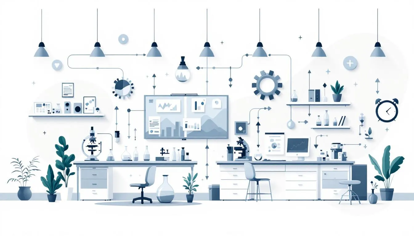 A diagram illustrating increased productivity and efficiency in laboratory operations.
