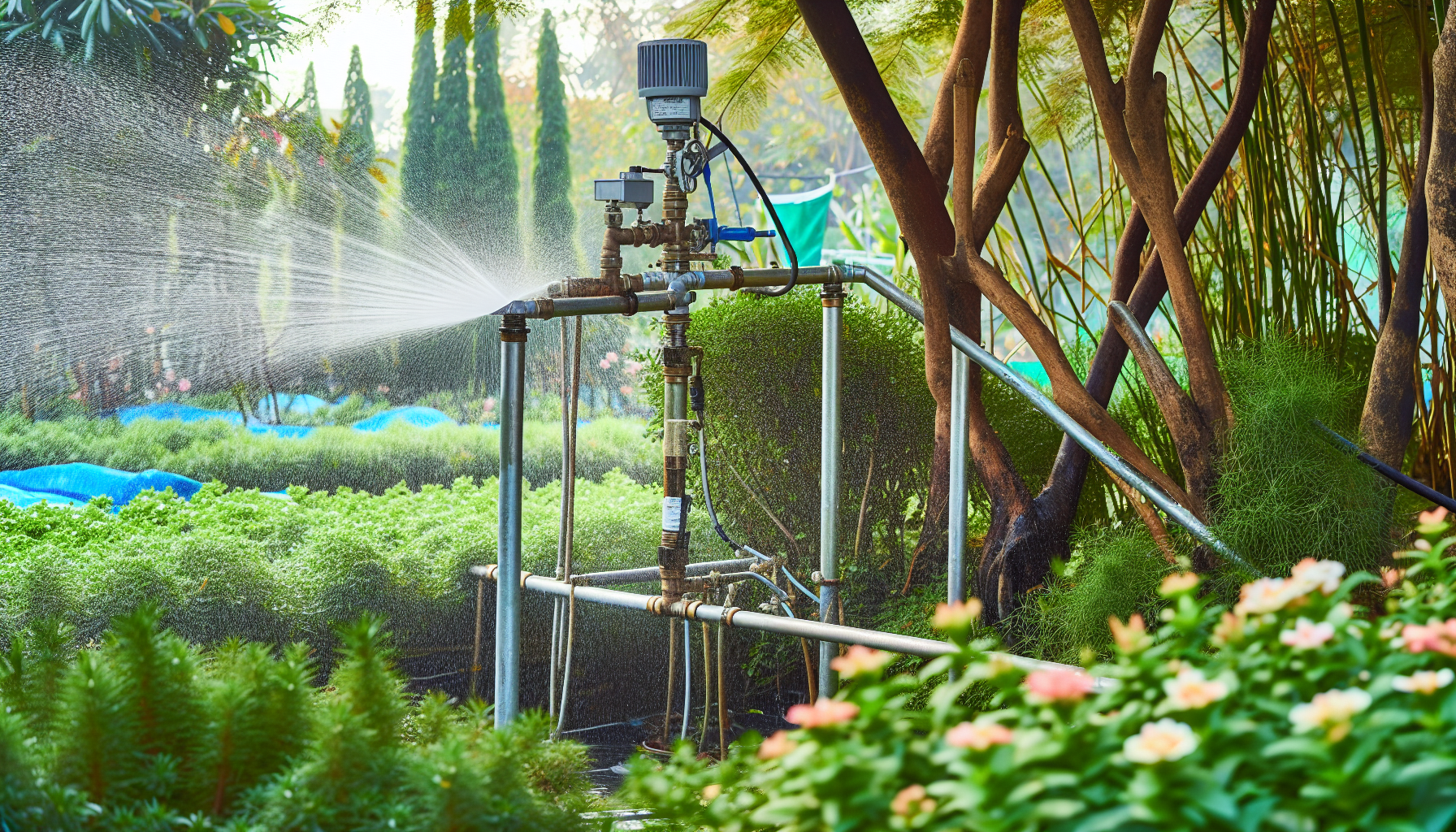 Garden irrigation system with pressure pump