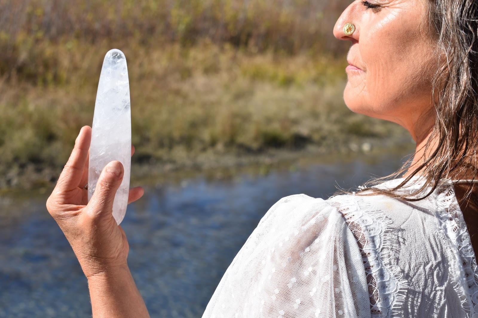 Clear Quartz crystal massage wand