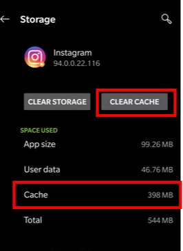 clear cache on instagram