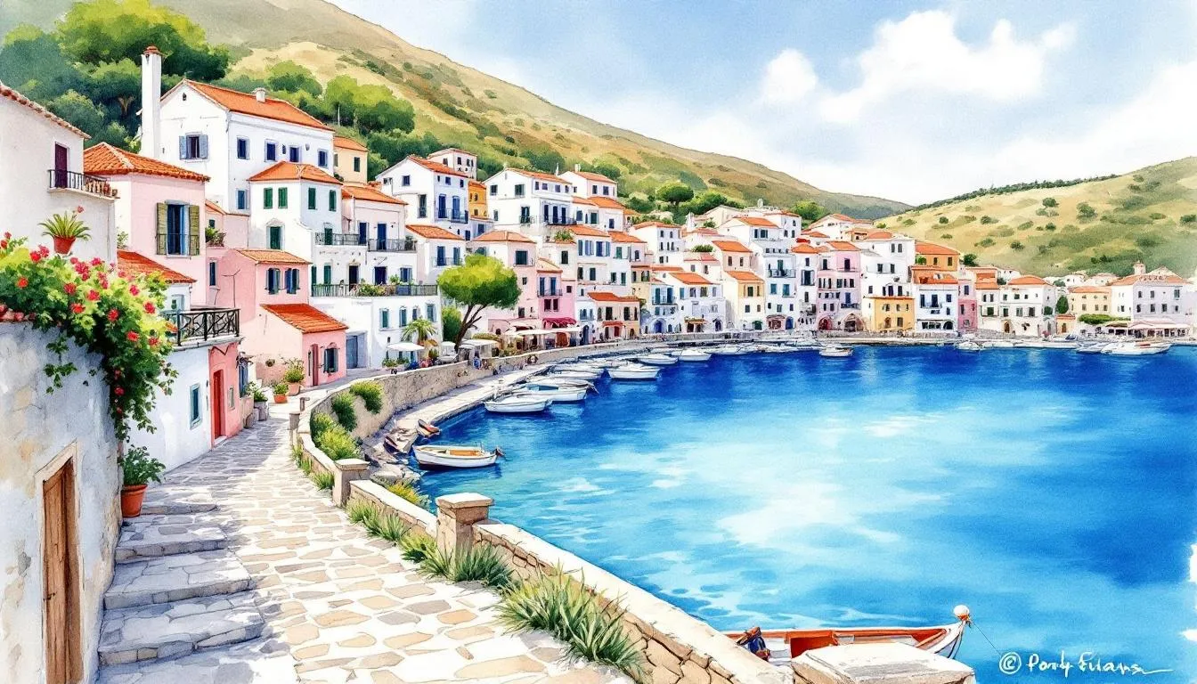 Port Gialos w Symi, miejsce przybycia turystów na wyspę