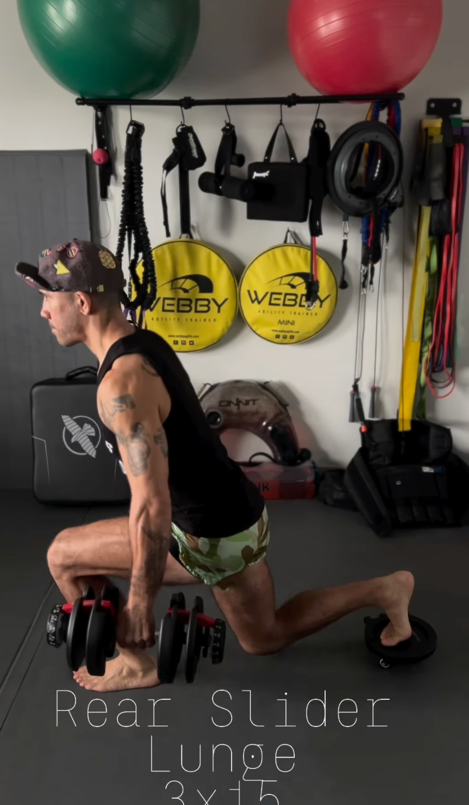 This exercise addresses any imbalances in your leg strength. Start with your left leg. Step your left foot forward, making sure your left knee is bent. But don't overthink the form. Your front and back leg doesn't have to be on a perfect 90-degree angle. Just make sure you have your knees bent.