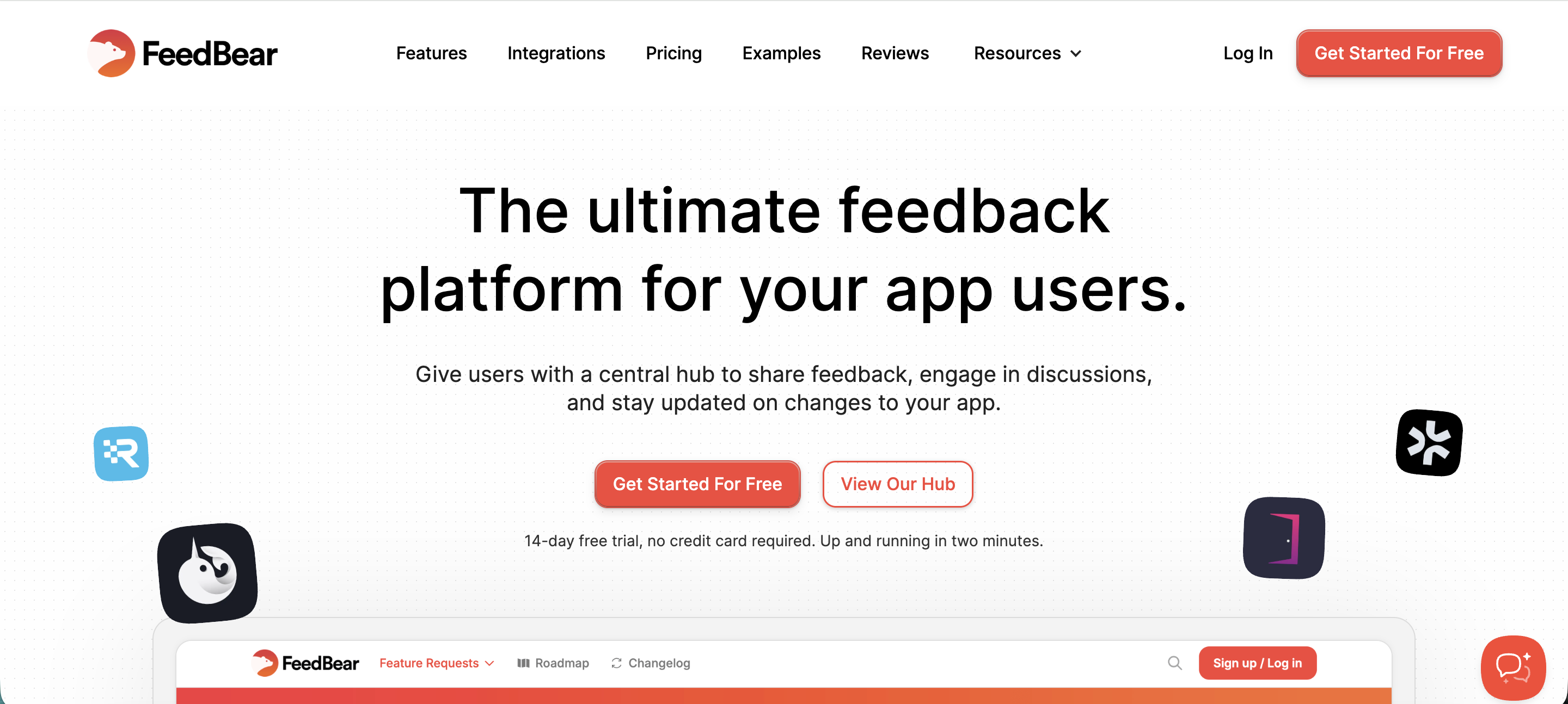 FeedBear's landing page